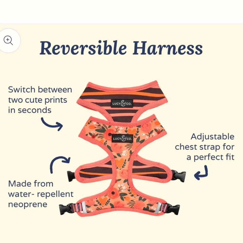 Lucy and Co. Posy Pink Reversible Harness size XL